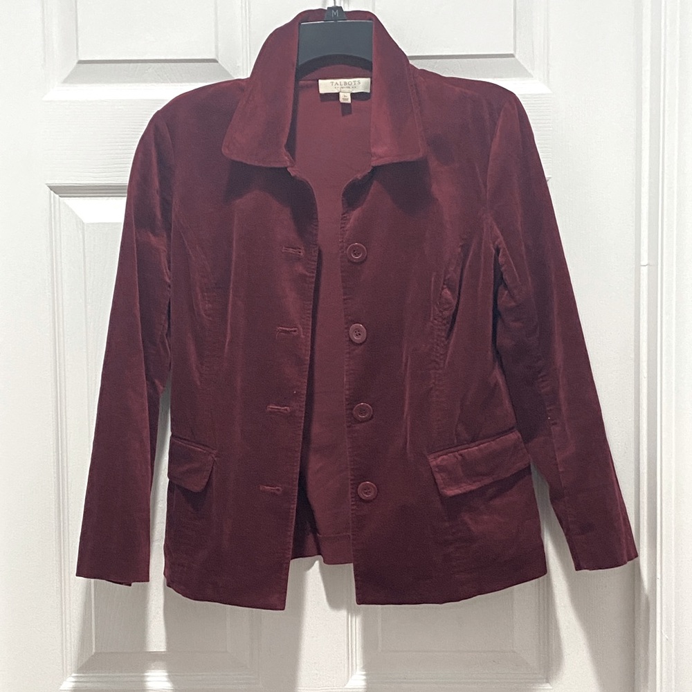 Talbots wine color stretch corduroy jacket.